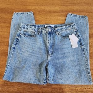 NWT JustFab Women's High Rise Tapered Ankle Jeans in Light Medium Wash Size 34